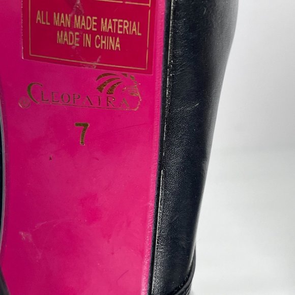 Cleopatra Magda 6 inch Heel Platform‎ Booties Sz 7 Black Lace up Gold Plate - Picture 11 of 14
